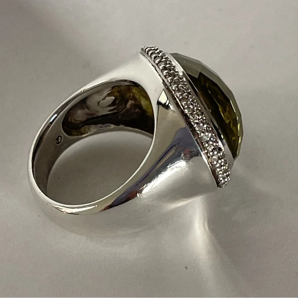 David Yurman, lemon citrine and diamond East West Signature Oval Ring size 6 1/2 - Picture 4 of 10